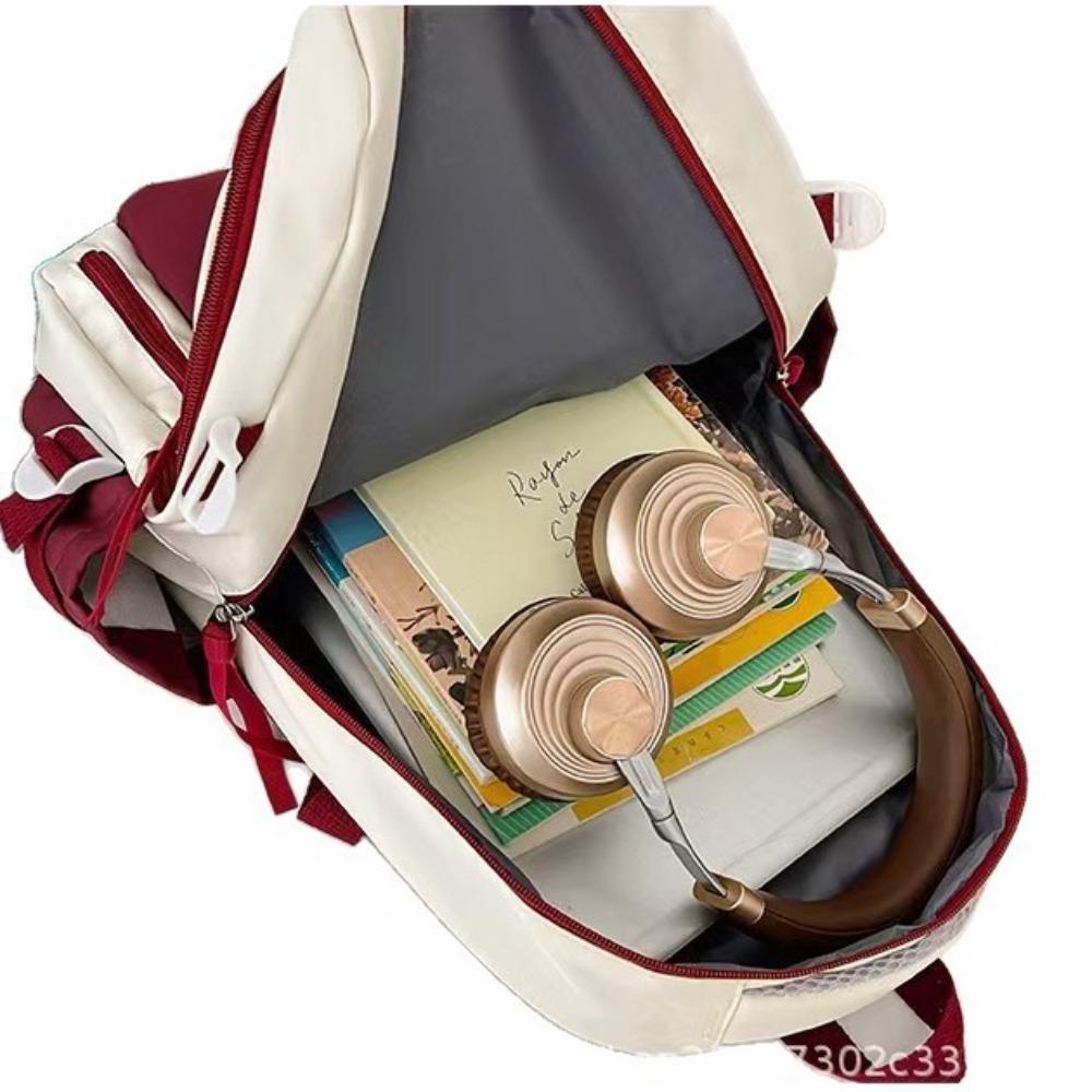 American retro college student ins backpack female, large capacity high school student junior high school student schoolbag computer backpack male