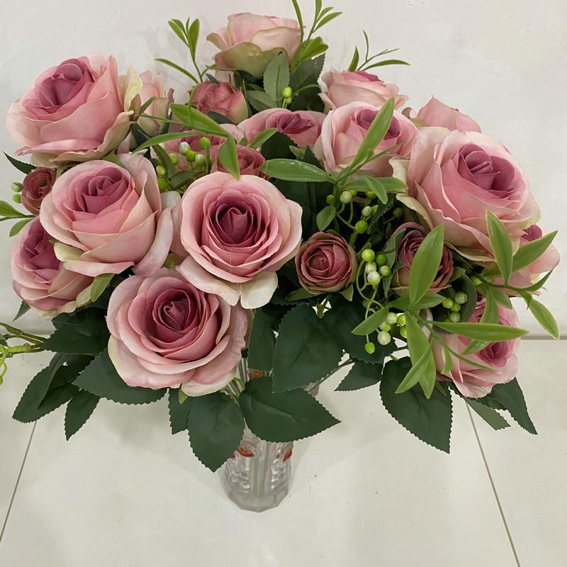 Romantic Rose Bouquet Fake Flowers For Wedding Decor With Real Touch Feelings
