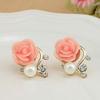Jewelry New Design Gold Rose Pearl Stud Earrings For Women New Accessories Orecchini Perlas Earing