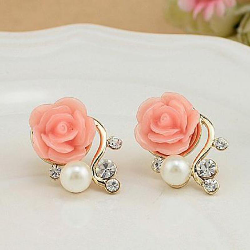 Jewelry New Design Gold Rose Pearl Stud Earrings For Women New Accessories Orecchini Perlas Earing