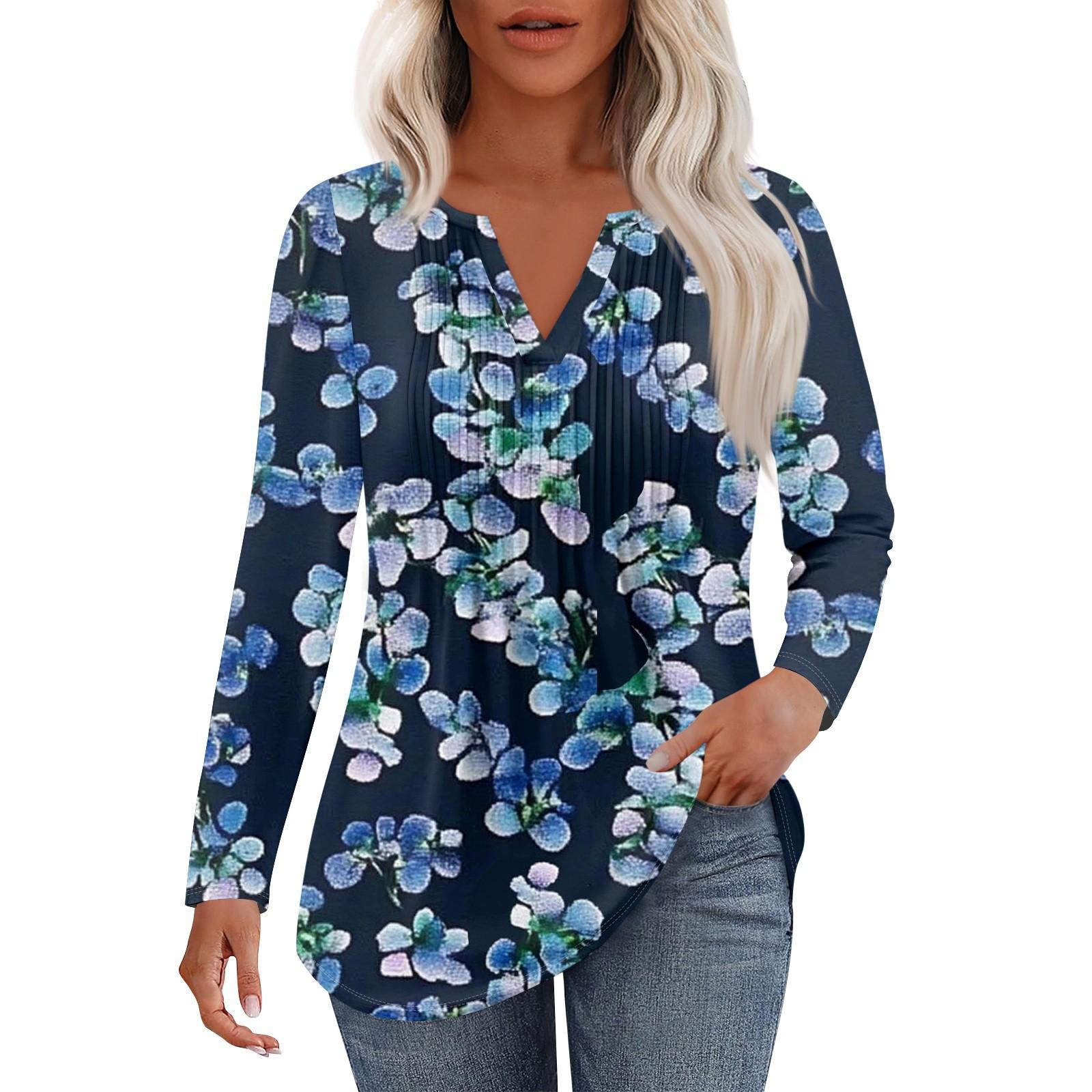 

Женская Мода Повседневная Плиссированная Футболка с V-образным Вырезом Однотонная с Длинным Рукавом Элегантные Топы XXL