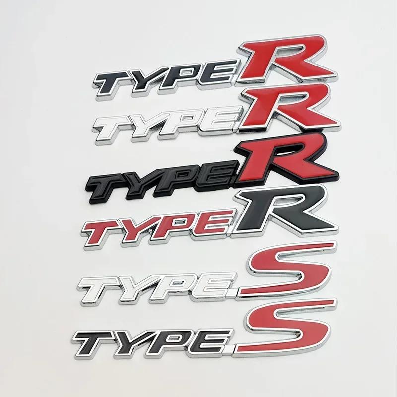 3D Metal Type-S Type-R Car Rear Trunk Emblem Badge Sticker R Car Styling Accessories