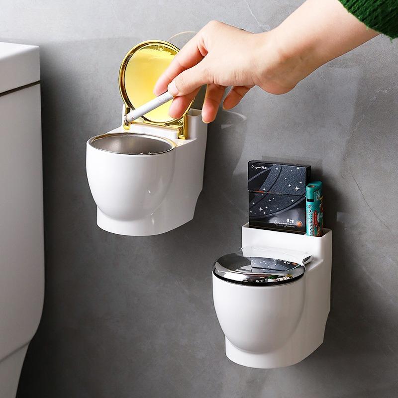 Creative Wall Mounted Ashtray Household Toilet With Lid Living Room Office Bedroom Bathroom Advanced Anti Fly Ash Ornament