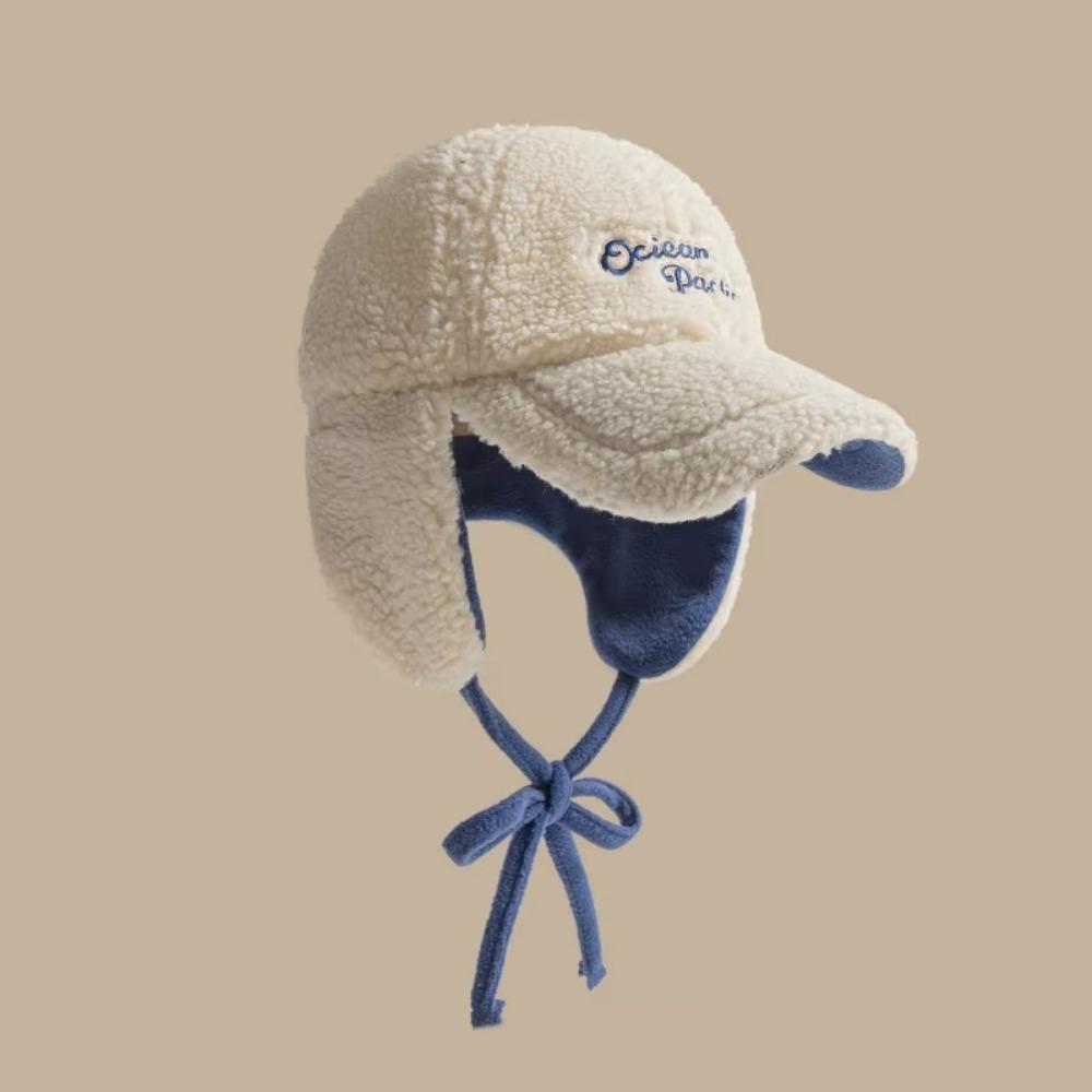 

Зимние наушники Бейсболка Шапка из утолщенной овечьей шерсти Модная теплая шапка-авиатор Спорт на открытом воздухе белый