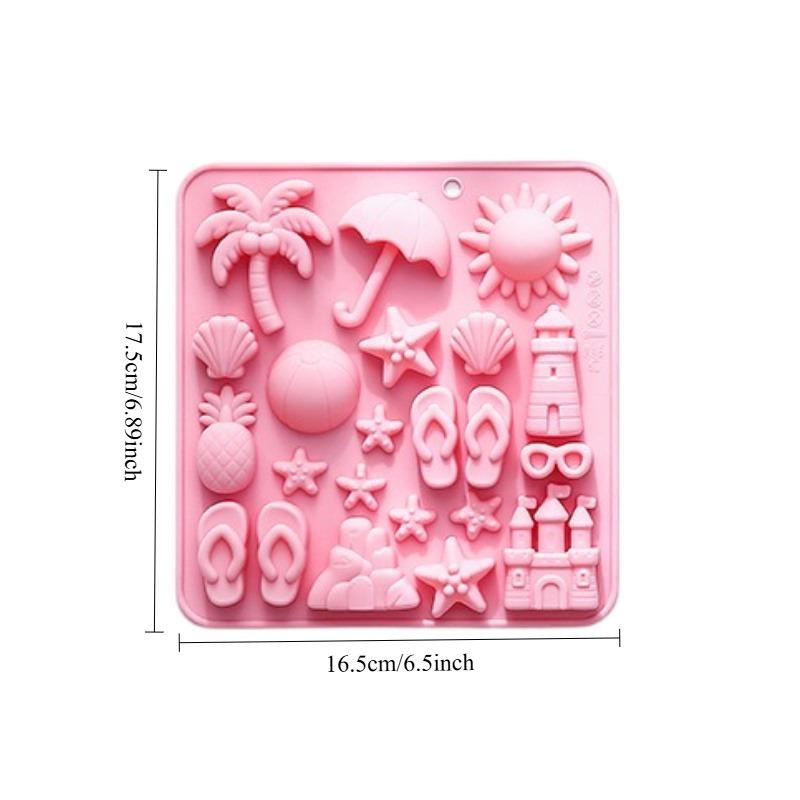 

1pcs beach-themed chocolate silicone molds, Summer party ocean jelly cookies ice cube baking molds, chocolate molds розовый