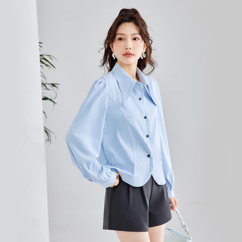 TERRE BLEUE Women's Elegant Long Sleeve Commuter Blouse