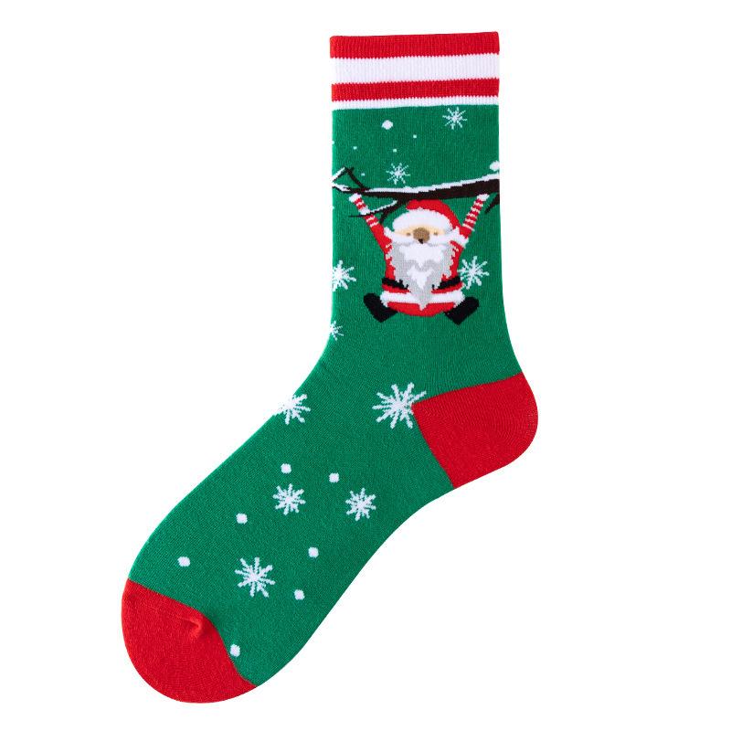 Weihnachtssocken für Damen, interessante Weihnachtssocken mit Weihnachtsmann, Schneeflocke, Elch, Baumwolle, Rundhals, Happy Socks, interessante Socken für Herren