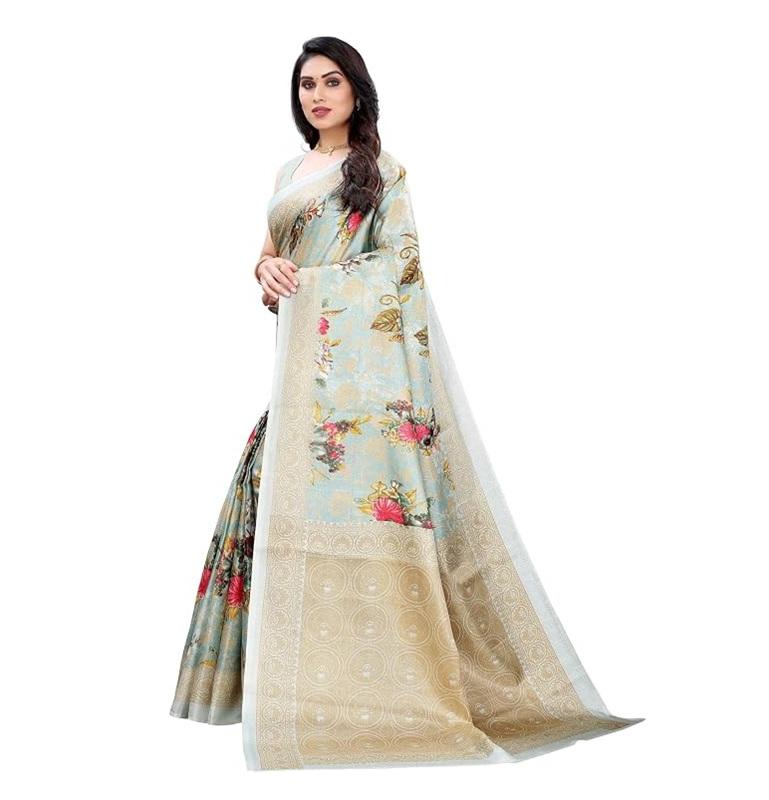 TreegoArt Fashion Women's Cotton Silk Fashion Wear Banarasi Saree with Blouse Piece - Pack Of 1