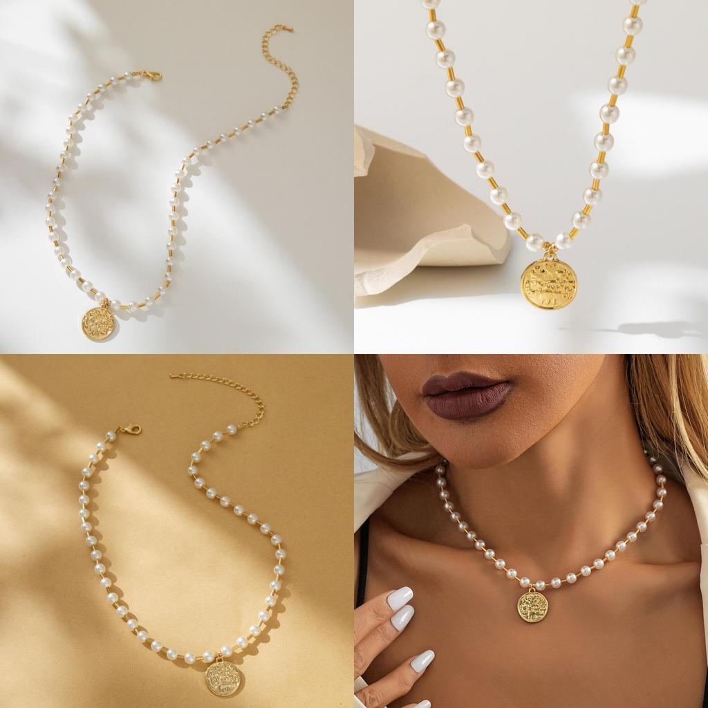 Fashion Trendy Creative Faux Pearl Copper Tube Pendant Necklace For Women 2023 Autumn Street Style