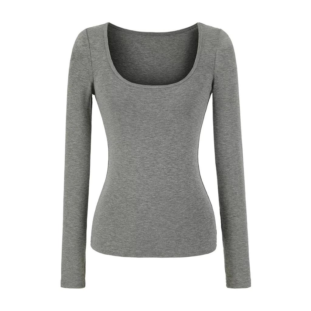 American Spice U-Neck Snowflake Cashmere Long-Sleeve Women's Slim Fit T-Shirt for Spring/Autumn