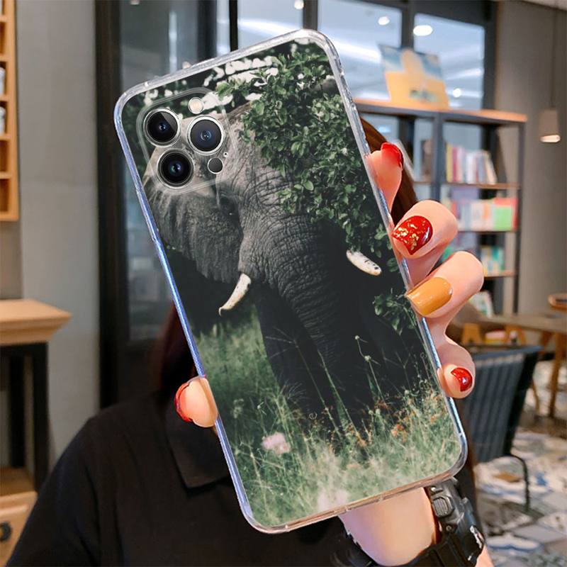 Tier Elefant Handyhülle für iPhone 14 13 12 11 Pro Max XS X XR SE 2020 6 7 8 Plus Mini Transparente Hülle