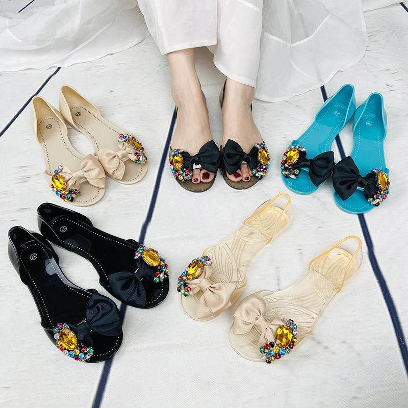 Women'S Fashion Diamond Bow Crystal Shoes Outdoor Beach Shoes Women'S Sandals Casual