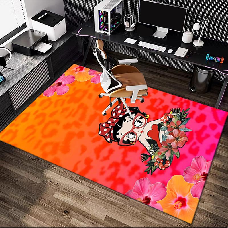 1pc Digital Printed Chair Rug for Home Office Use, Betty Boop Carpet Appropriate for All Seasons, Soft Area Carpet