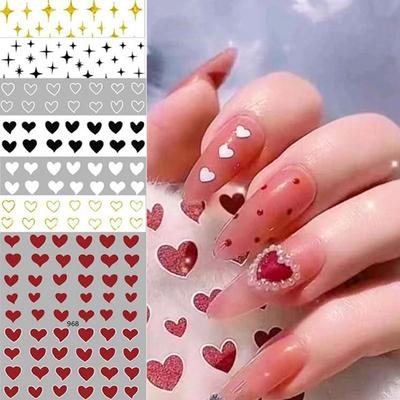 2pcs Manicure 3D DIY Decal Nail Slider Love Heart Nail Stickers Geometric Star New +