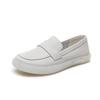 Women Leather Loafers Flat Bottom Casual Shoes Comfortable Slip On Shoes White Shoes Spring Autumn Soft Sole Walking Shoes