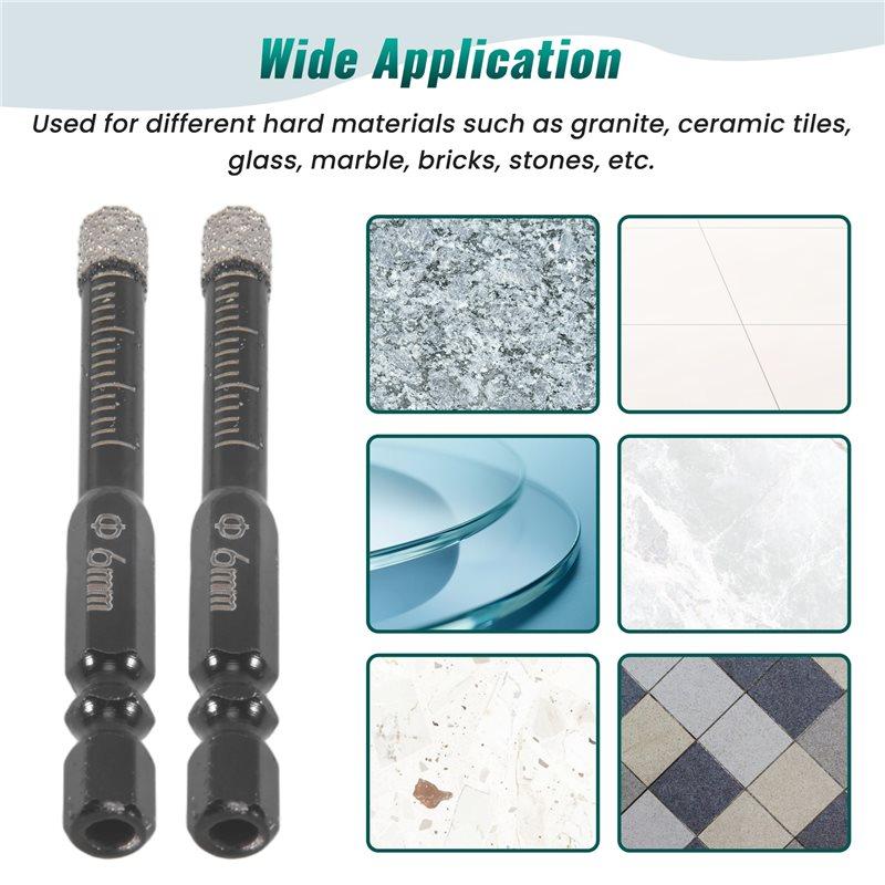 ABWR-10Pcs Diamond Drill Bits,6Mm Dry Diamond Core Drill Bit Set For ,Granite,Tile,Glass,Marble,Brick,Stone Easy Install