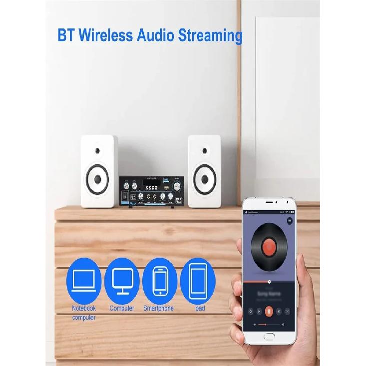 AK55 HiFi Digital Amplifier Channel 2.0 Bluetooth Surround Sound AMP Max Power 90Wx2 Speaker for Home Car BT 5.0 Audio AMP