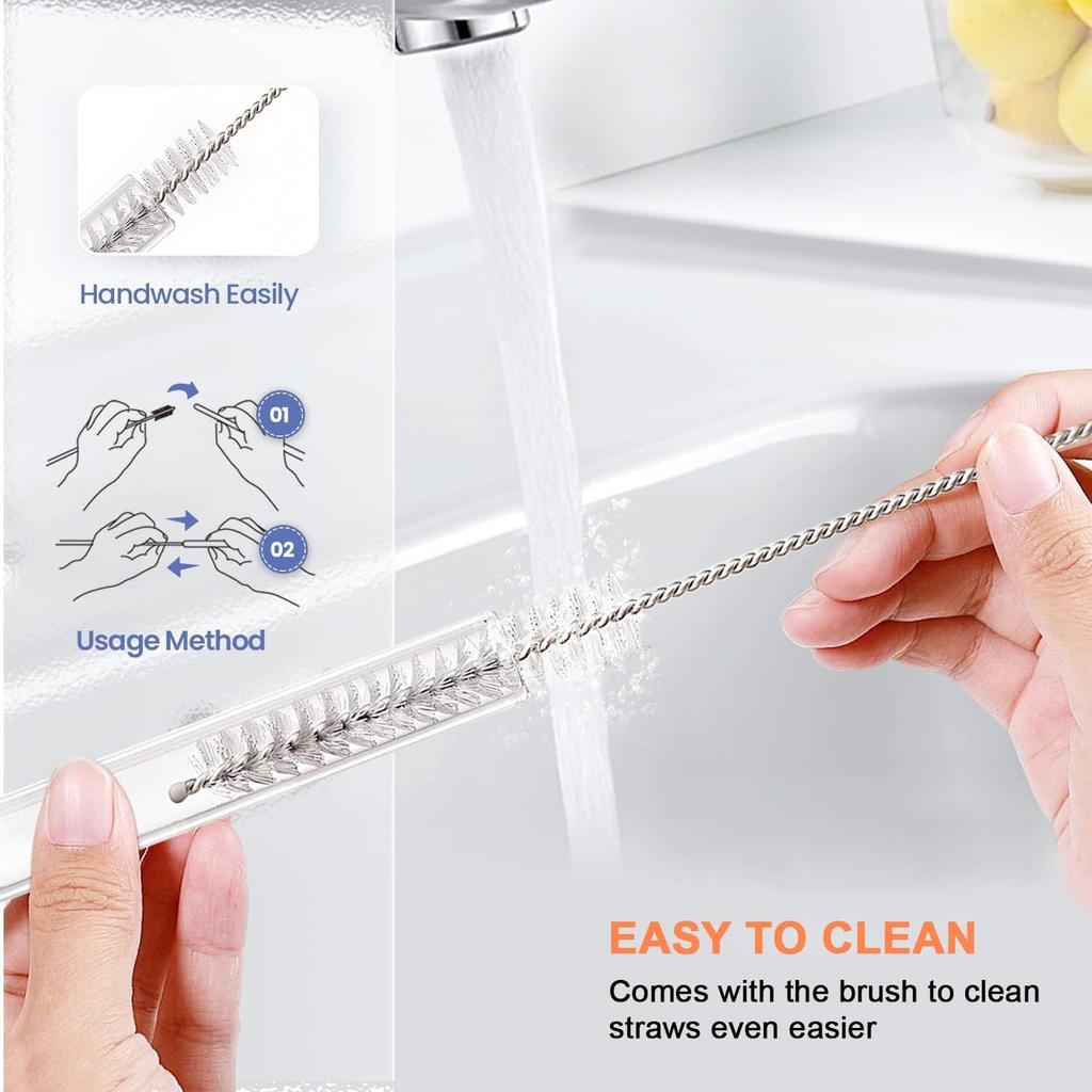6Pack Replacement Straws for Owala 40oz Tumbler, Alwenid Reble Clear Straws with Cleaning Brush, Compatible with Owala Water Bottle Cup Mug