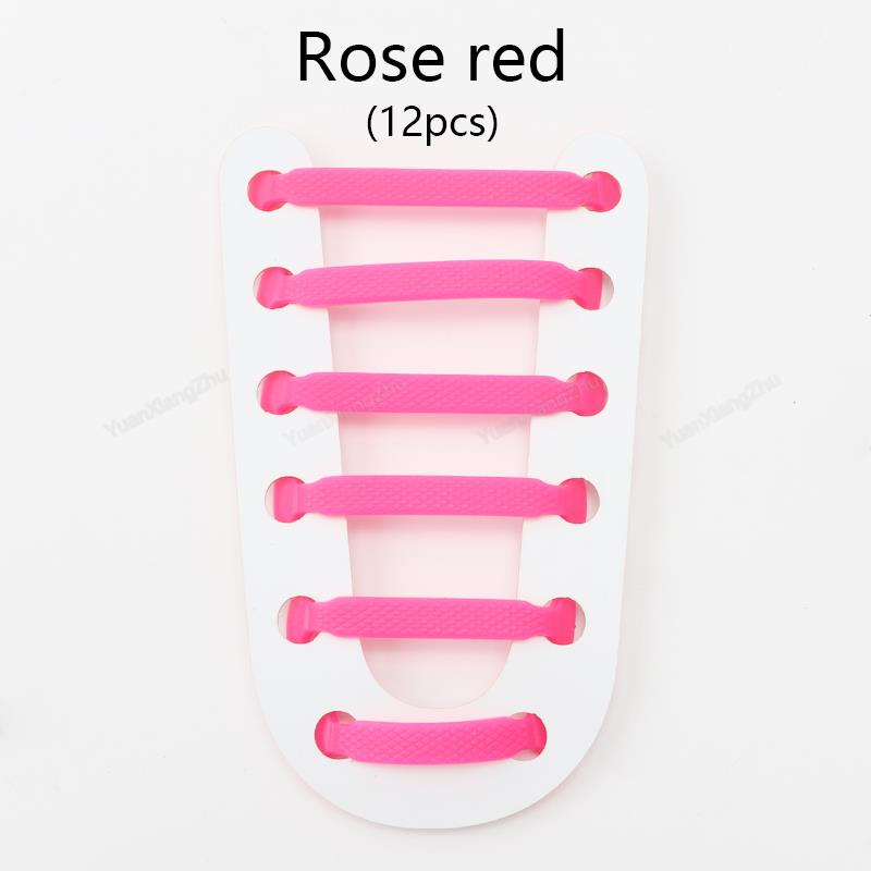 12Pcs Stretch Silicone Shoelaces No Tie Shoe Laces Elastic Laces Sneakers Kids Adult Rubber Shoelace One Size Fits All Shoes