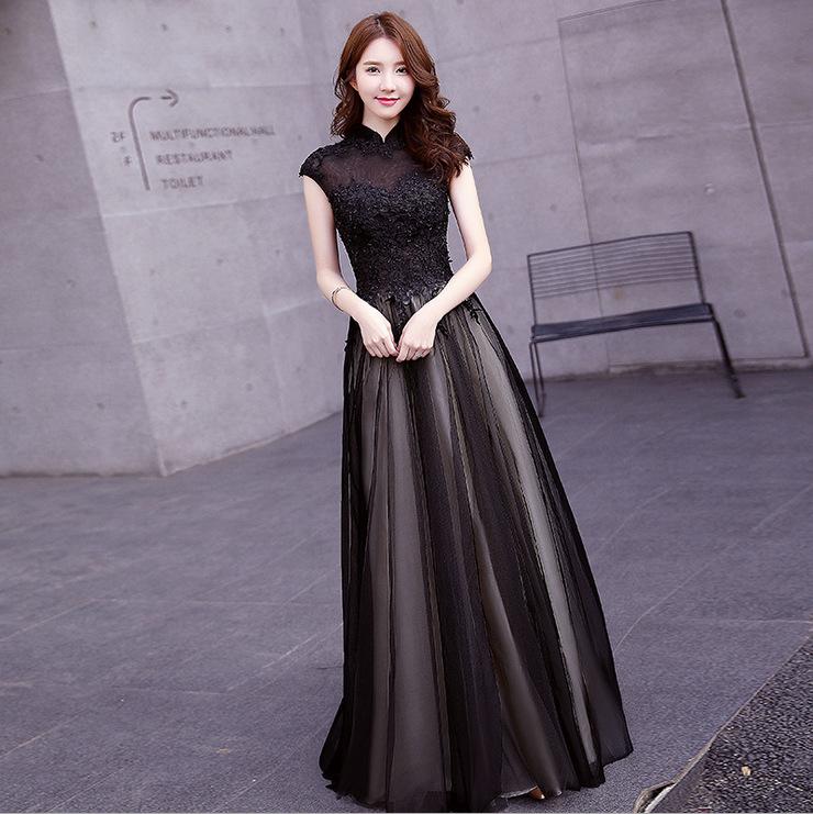 Evening Dress 1011 New Fashion Black Banquet Annual Meeting Host Noble and Elegant Dress Party Woman