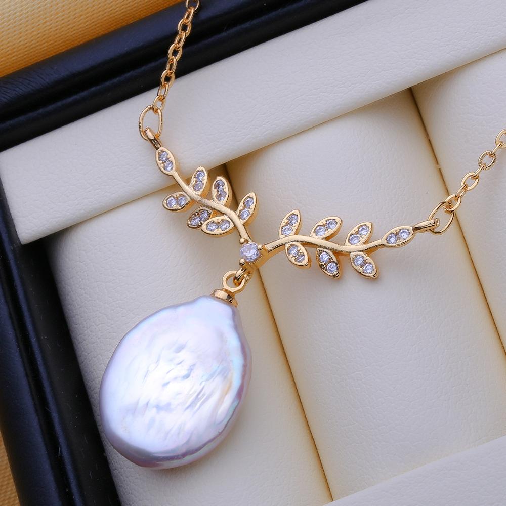 LSOOYH Natural Freshwater Big Baroque Pearl Necklaces Party Elegant Vintage Pendant, Birthday Gifts for Women