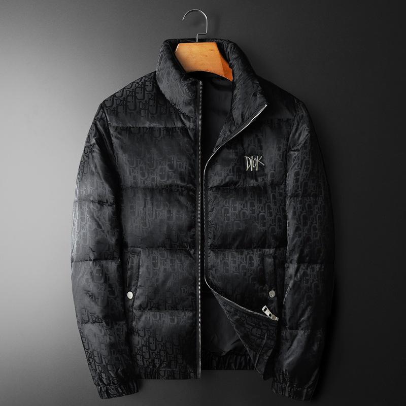 

European Winter Men s Printed Stand-up Collar Slim Fit Down Jacket - Trendy Youth Plus Size Outerwear XXL чорний