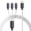 High Quality 1.2m Silicone USB Braid Shielding Universal 2-in-3 Multiple Interfaces 3A Fast Charging for Mobile Phones Metal