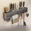 Wall-Mounted Multifunctional Kitchen Knife & Chopstick Rack – Punch-Free Installation