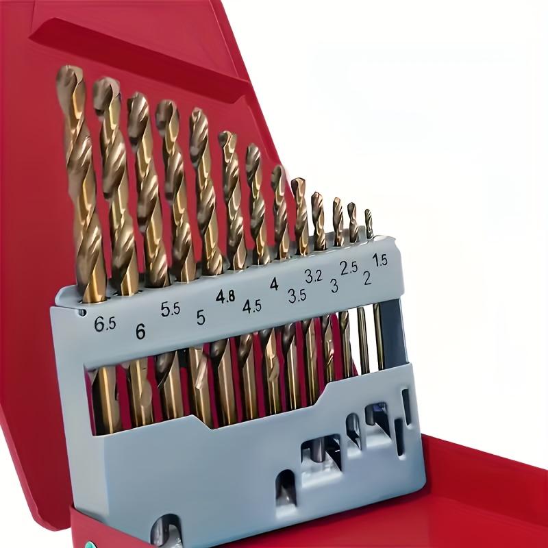Set of 13 Cobalt Drill Bits Made from M35 High-Speed Steel, Featuring High Durability And Precision Markings, Suitable for Stainless Steel, Cast Iron