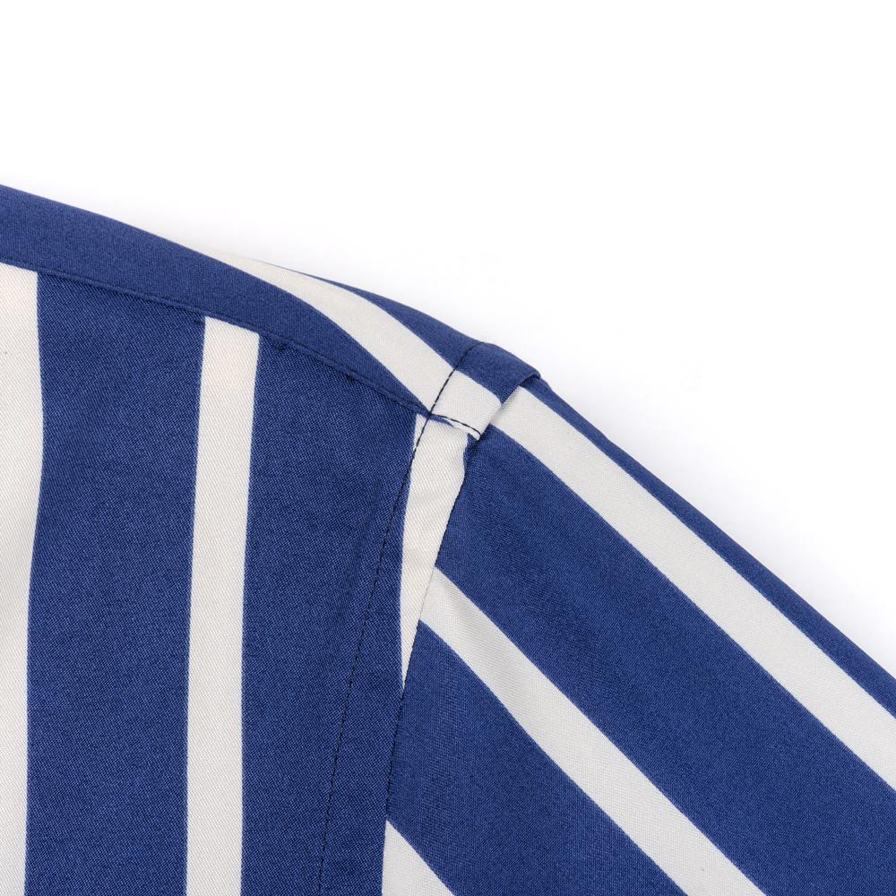 Men's Striped Lapel Collar Design Iron-Free Dress Shirts, Long Sleeve Stretchy Casual Button Up Shirt For Formal Occasions