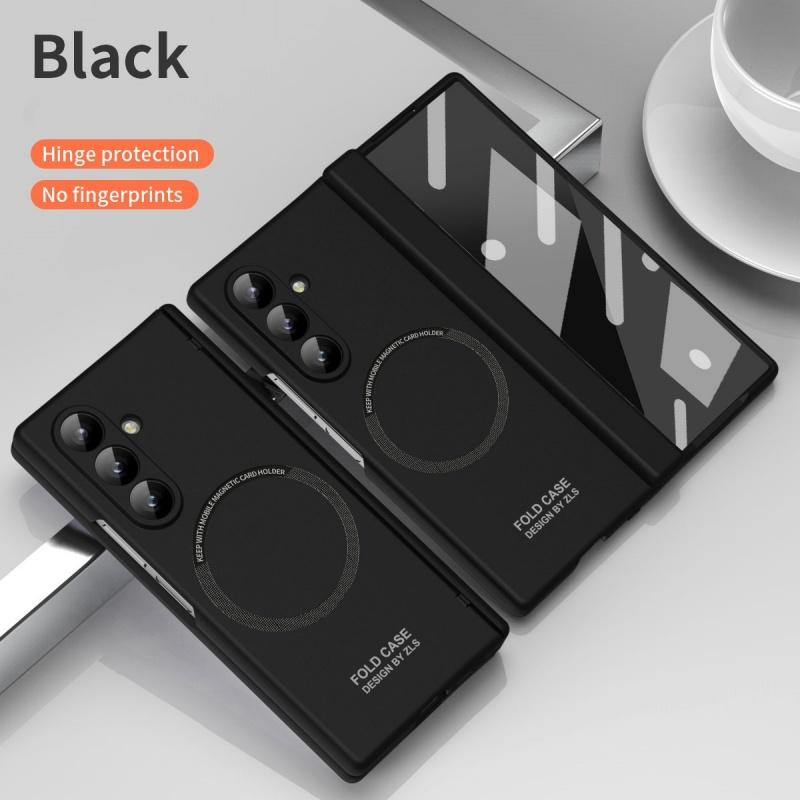 Magnetic Matte PC Hinge Protection Full Body Hard Pen Slot Case & Pen for Samsung Galaxy Z Fold7 / Z Fold6 5 With Tempered Glass