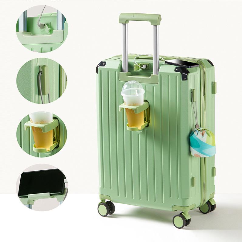 Durable Multifunctional Luggage with Cup Holder, Combination Lock, Rechargeable Features, and Large Capacity for Men and Women