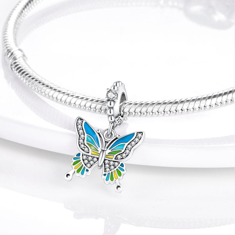 Grüne Farbe Charms Fit Armbänder 925 Silber Avocado Klee Perle Kaktus Chamäleon Zirkon DIY Schmuck Charme