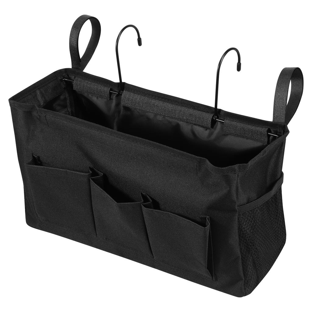 Bedside Caddy Storage Bag Oxford Cloth Multi Pockets Hanging Bag Large Capacity Hanging Storage Organizer with Metal Hook