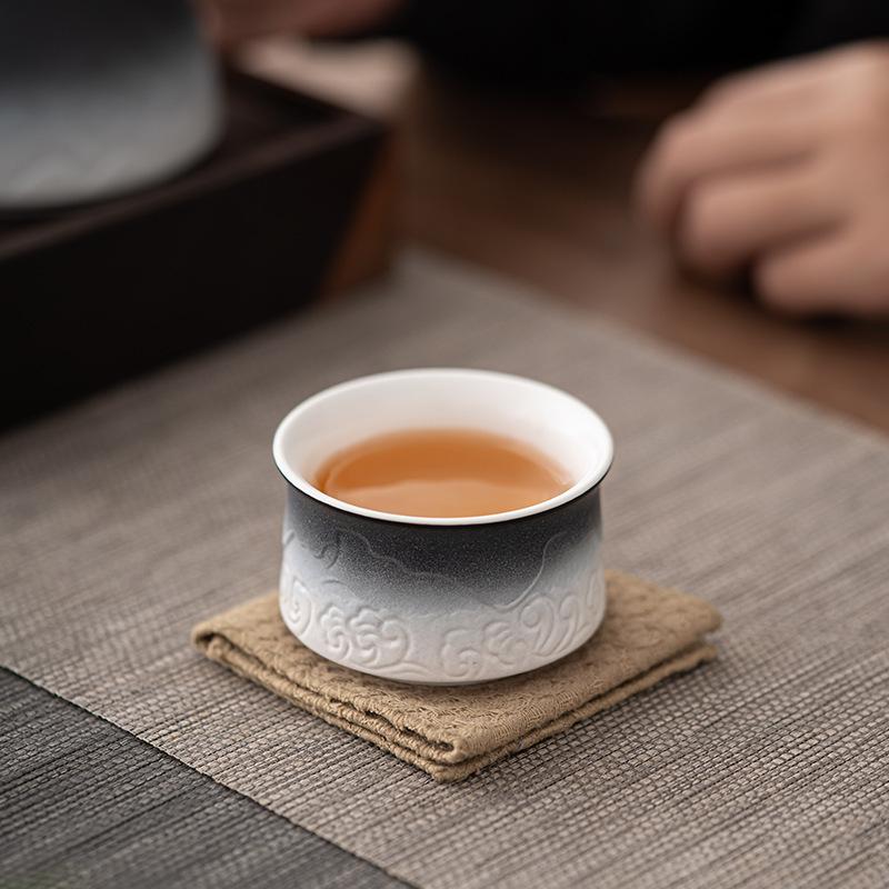 Chinese Vintage gradient Ceramic Tea Cup Handmade Tea Bowl Household Personal Teacup Travel Meditation Cup Teaware Accessories