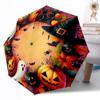 Halloween Wreath With Pumpkins Ghosts And Bats Automatic Umbrella With 8Rib Foldable Design Travel Essential Outdoor Accessory Birthdaychristmas Gift