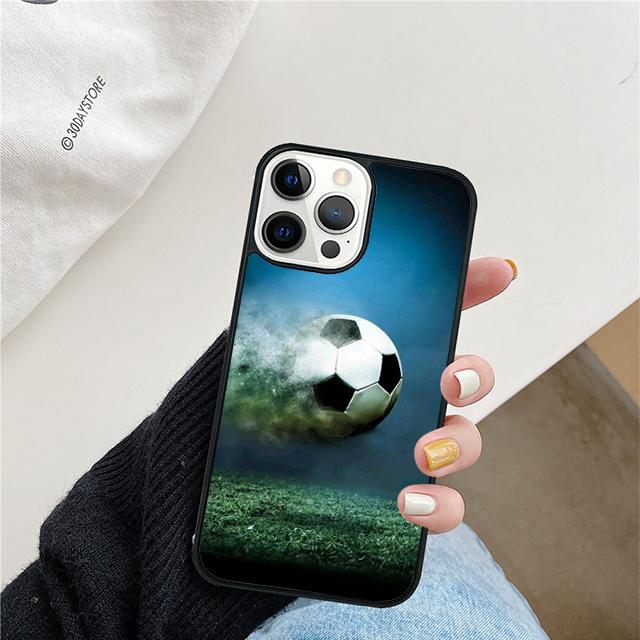 Fire Football Soccer Ball Phone Case For iPhone 17 Air 15 16 Cover 11 13 14 Pro Max 12 Plus Max Fundas
