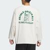 Adidas Originals Letter Pattern Printed Sports Loose American Vintage Long Sleeve Drop Shoulder T-Shirt Unisex Tops Pink White IZ1538