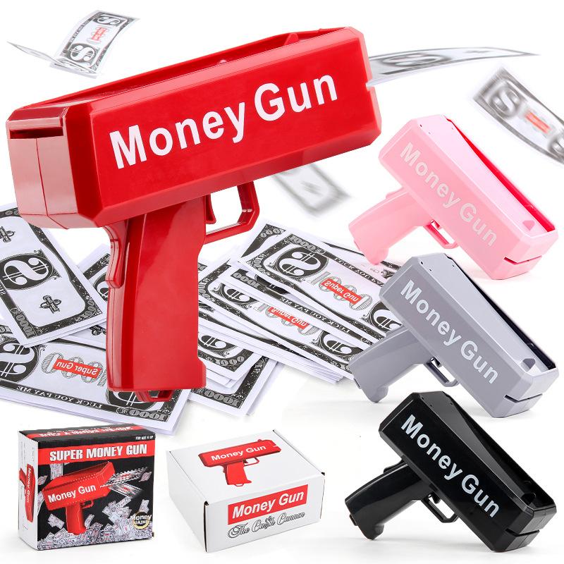 Upgraded High-Power Electric Money Gun Cash Sprayer Dollar Toy Gun Holiday Prop Toy Black