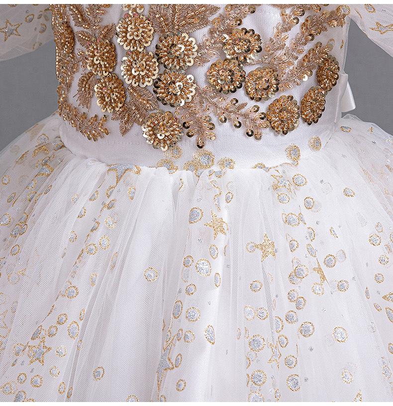 Formalna sukienka księżniczki dla starszych dzieci z cekinami i kwiatami