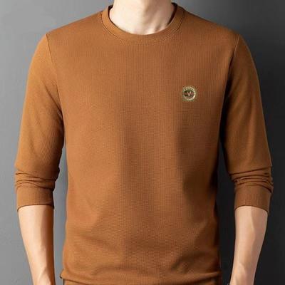 New Quality Men's Long-sleeved T-shirt Solid Color Round Neck Bottoming Shirt T-shirt Casual T-shirt Large Size Top Men's Autumn and Winter