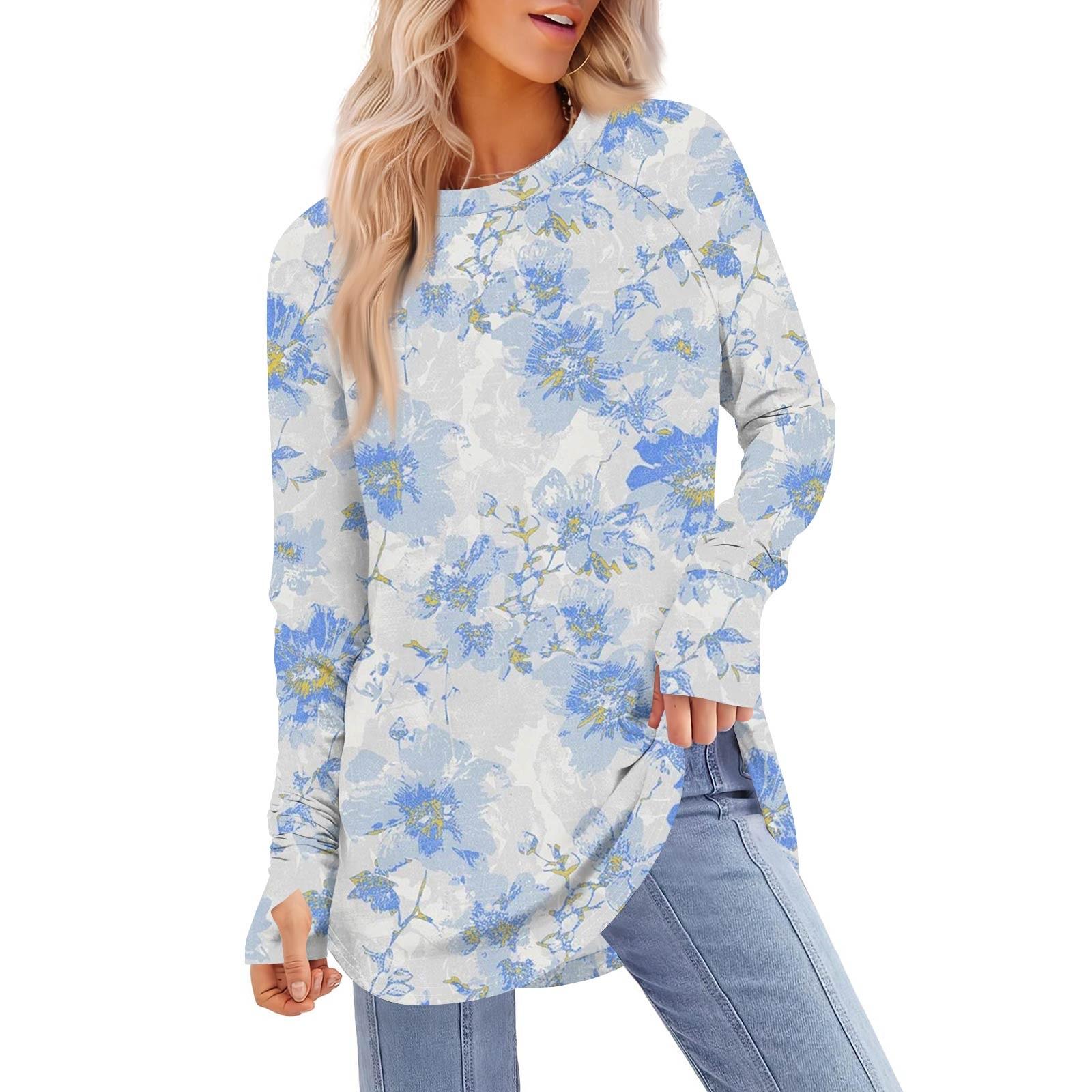 

Женская толстовка большого размера с графическим принтом, длинный рукав, спущенное плечо, круглая рубашка, топы, винтажная одежда M