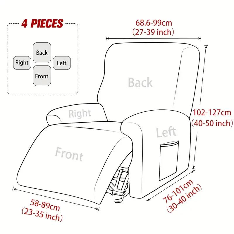 1 Seat Recliner Chair Covers Dust-Proof Elastic Armchair Slipcover Leaves Jacquard Single Sofa Slipcover For Living Room Decor