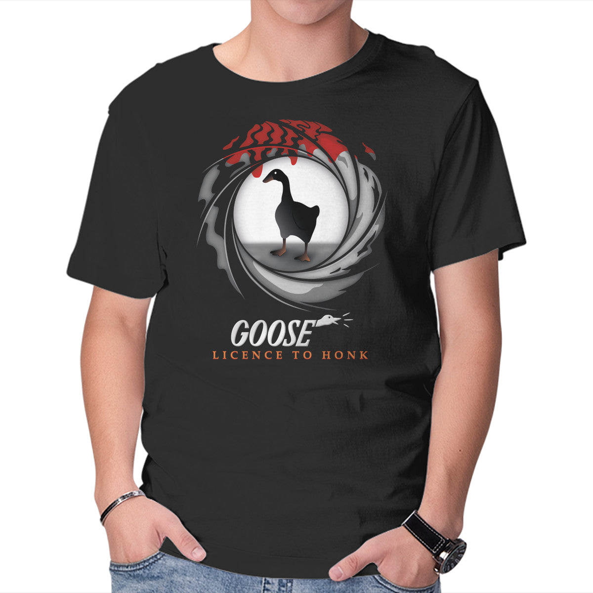 Unisex Crew Neck T-Shirt Goose Agent Graphic Short Sleeve Casual Tee S