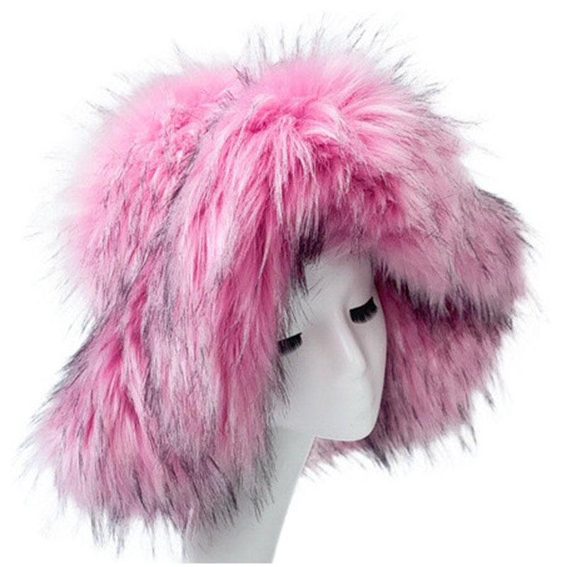 Winter Warm Ear Protection Furry Faux Fox Fur Hat Casual and Fashionable Outdoor Skiing Hats Multiple Colors Available Caps
