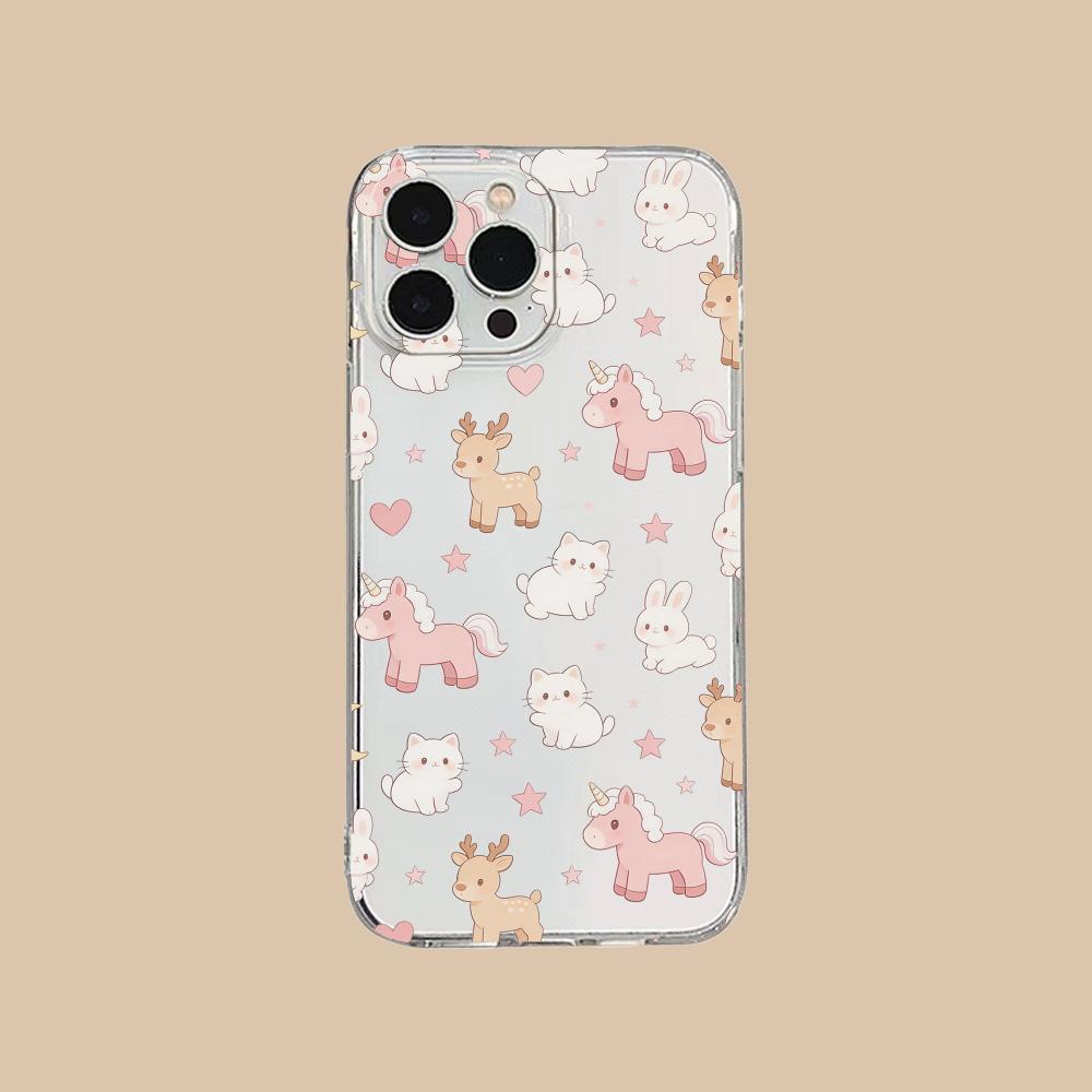Cute Animes Puppy Kitten Clear TPU Mobile Case for iPhone 17 16 15 14 13 12 11 X XR XS Air Pro Max Plus Mini Colorful Cover