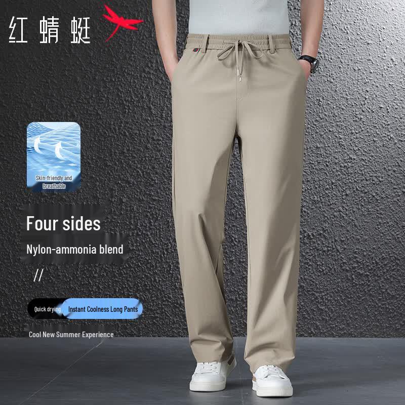 Red Dragonfly Men s Summer Ice Silk Straight Casual Pants 2XL
