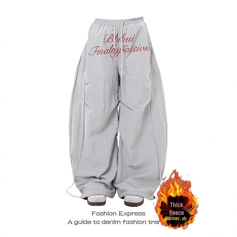 

Unisex Retro Cotton Fleece Scimitar Pants - Winter Pleated Wide-Leg Trousers 2XL