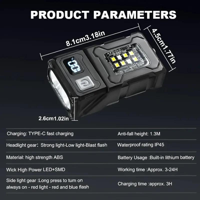 Ultra Portable COB Work Light Magnetic Attachment Dual Head Flexible Lamp USB-C Charging 8 Modes Waterproof Outdoor