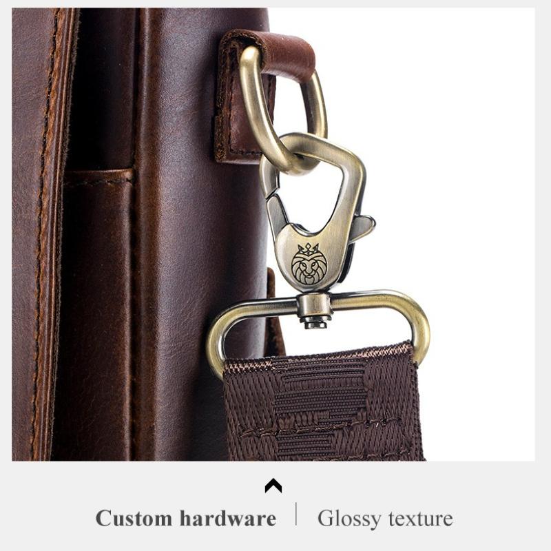 High Quality Genuine Leather Shoulder Bag Men's Fashion Crossbody Bag Crazy Horse Cowhide Messenger Bag Daily Small Satchel